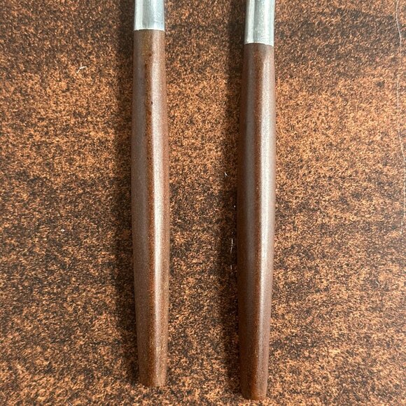 Mid Century Faux Wood Handled Knives Set Of 2 Ekco Eterna Canoe Modern Forged - Picture 2 of 3